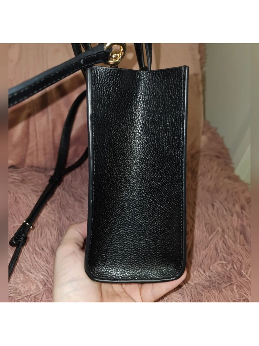 Marc Jacobs Black Pebbled Leather Satchel with Gold Hardware